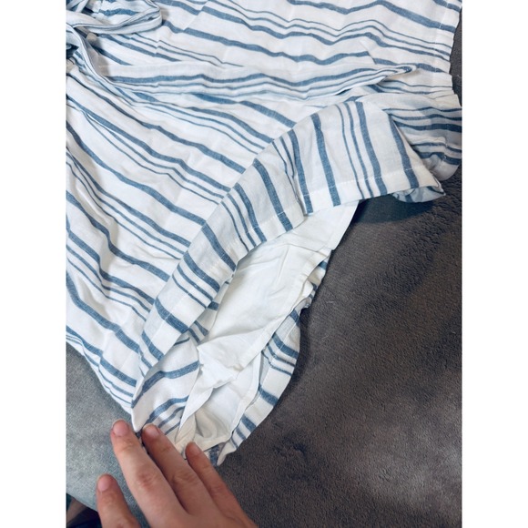NWT Lulus Medium Sun-Drenched Sweetie White and Blue Striped Button-Up Romper - Picture 5 of 11